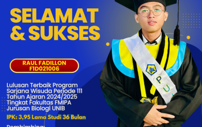 The Undergraduate Biology Student Earned the Best Graduate for Bachelor Degree Category at the University of Bengkulu