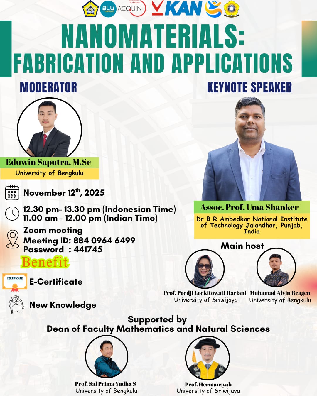 Undergraduate Chemistry Program, University of Bengkulu, Hosts International Lecture on Nanomaterials: Fabrication and Applications