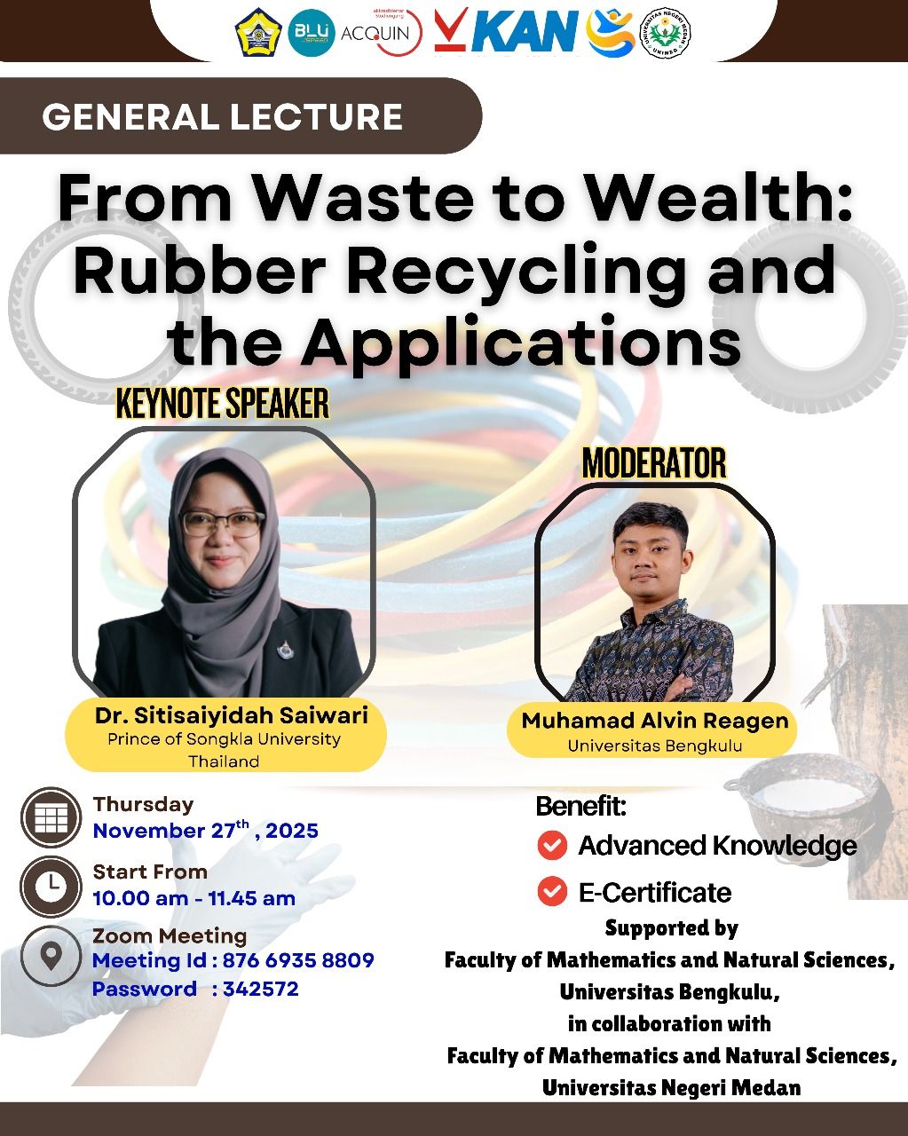 Prodi S1 Kimia Universitas Bengkulu Gelar General Lecture Internasional tentang Daur Ulang Karet
