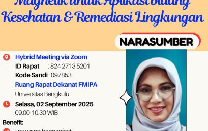 Chemistry Undergraduate Program of The University of Bengkulu Holds Public Lecture on Magnetic Materials for Health and Environmental Remediation Applications