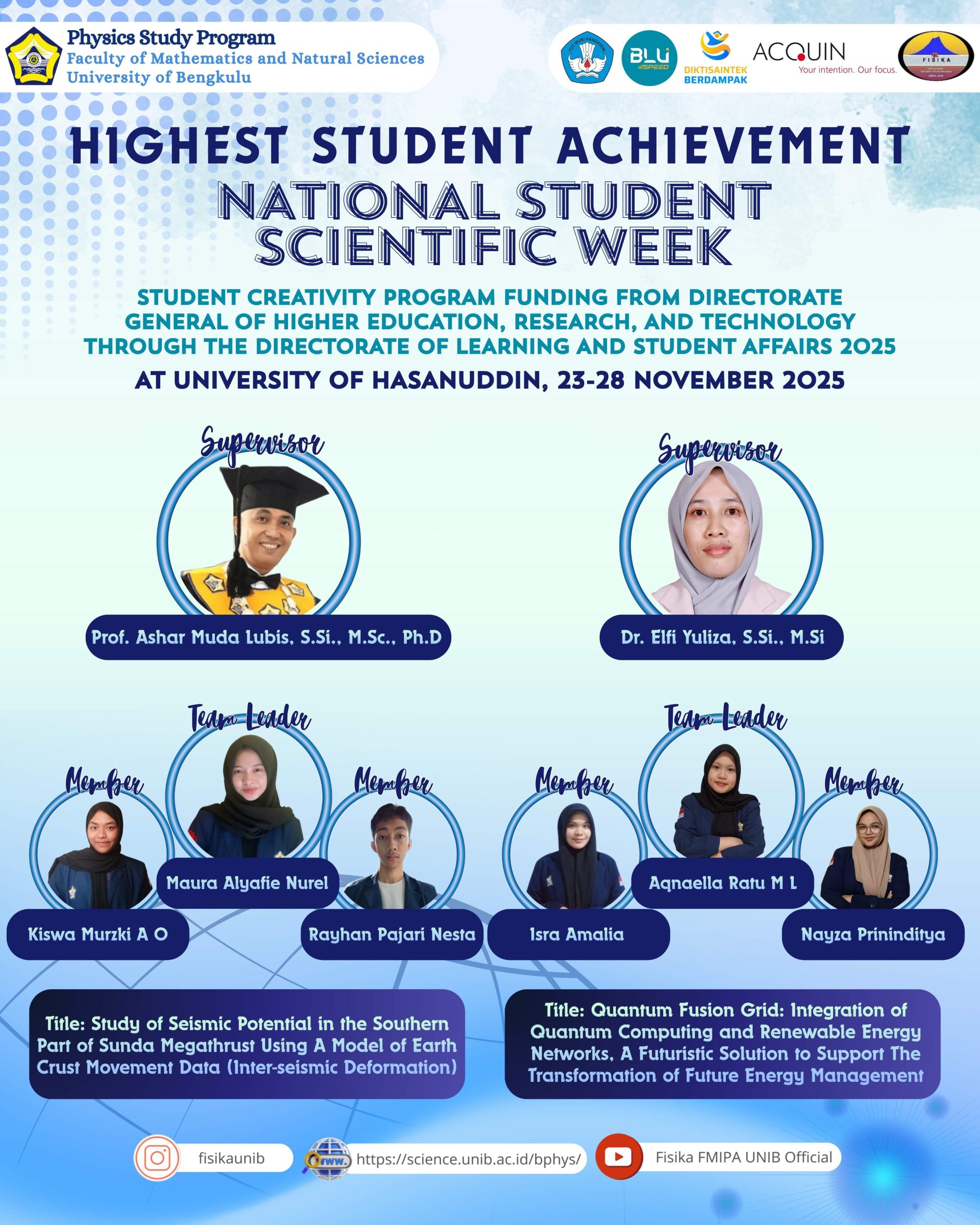 Physics Study Program Students Represent University of Bengkulu at the 38th PIMNAS 2025