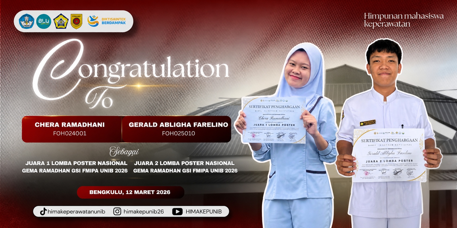 Gemilang di Ajang Nasional! Prodi D3 Keperawatan UNIB Raih Juara 1 dan 2 Lomba Poster Gema Ramadhan FMIPA