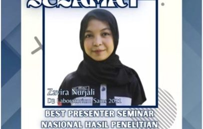 MAHASISWA D3 LABORATORIUM SAINS RAIH PENGHARGAAN BEST PRESENTER SEMINAR NASIONAL 2023