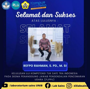 JUMLAH DOSEN D3 LABORATORIUM SAINS TERSERTIFIKASI KOMPETENSI BERTAMBAH LAGI