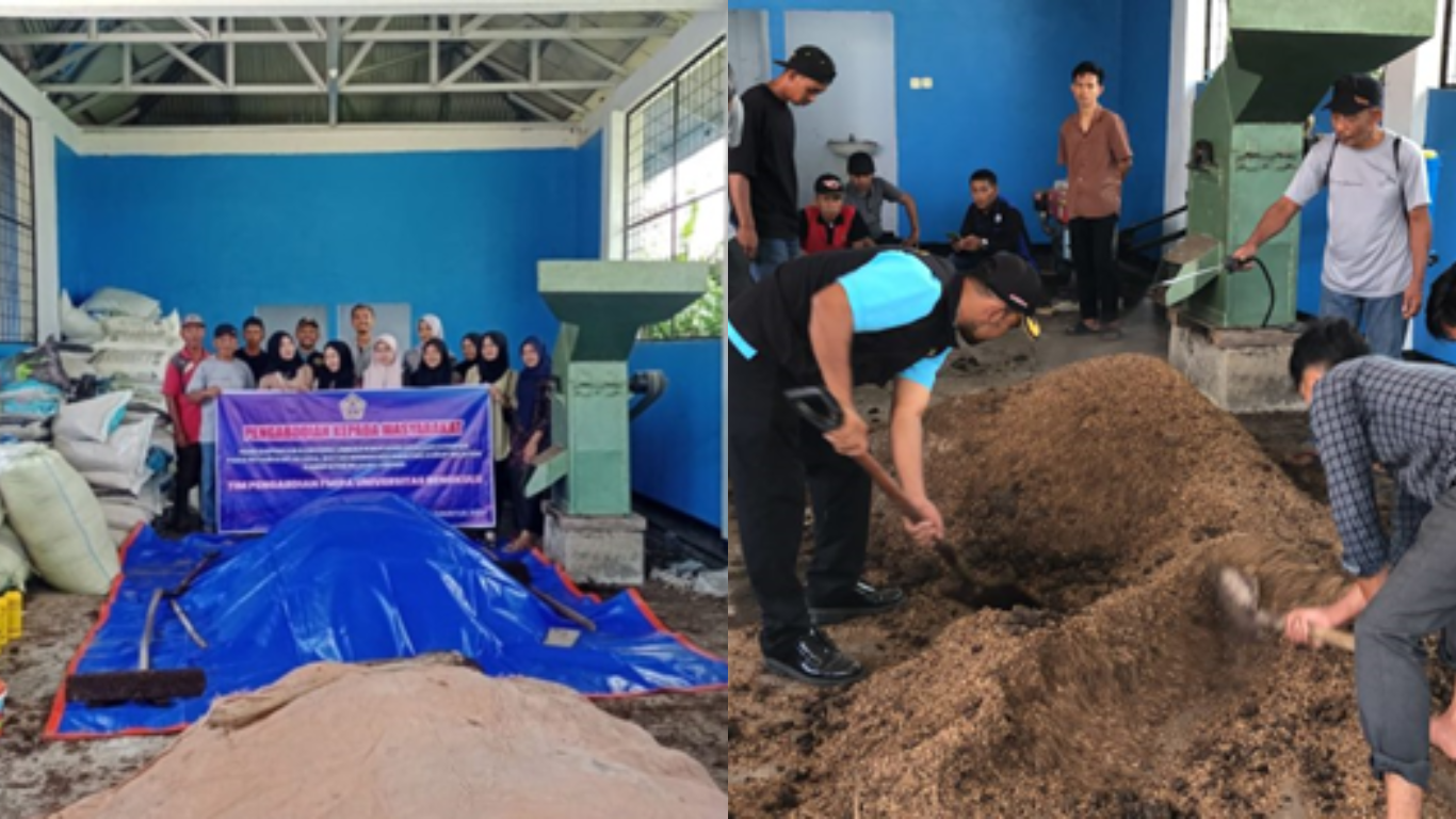 Tim Pengabdian FMIPA Dampingi Petani Desa Watas Marga, Rejang Lebong Buat Kompos dari Kulit Kopi