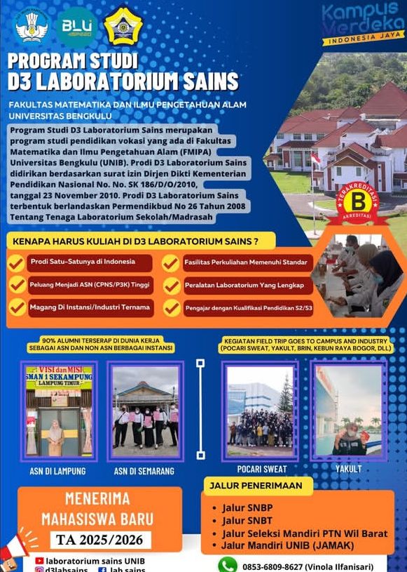 Yuk, Join ke Prodi D3 Laboratorium Sains Universitas Bengkulu