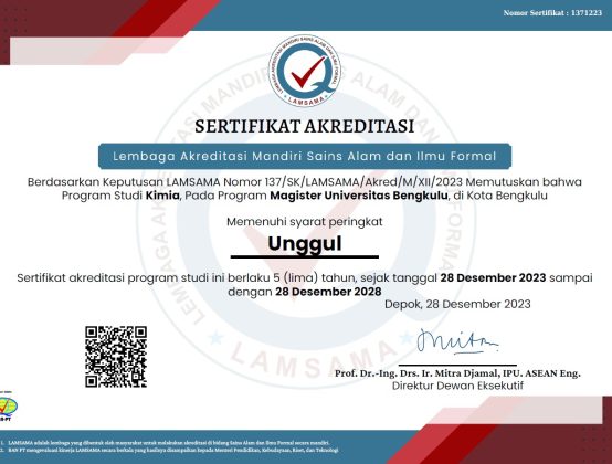 PS MAGISTER (S2) KIMIA BERHASIL MEMPEROLEH AKREDITASI UNGGUL #LAMSAMA