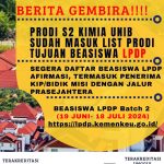 Penerimaan Mahasiswa S2 Kimia FMIPA UNIB Melalui Jalur Fast Track dan Reguler 2024