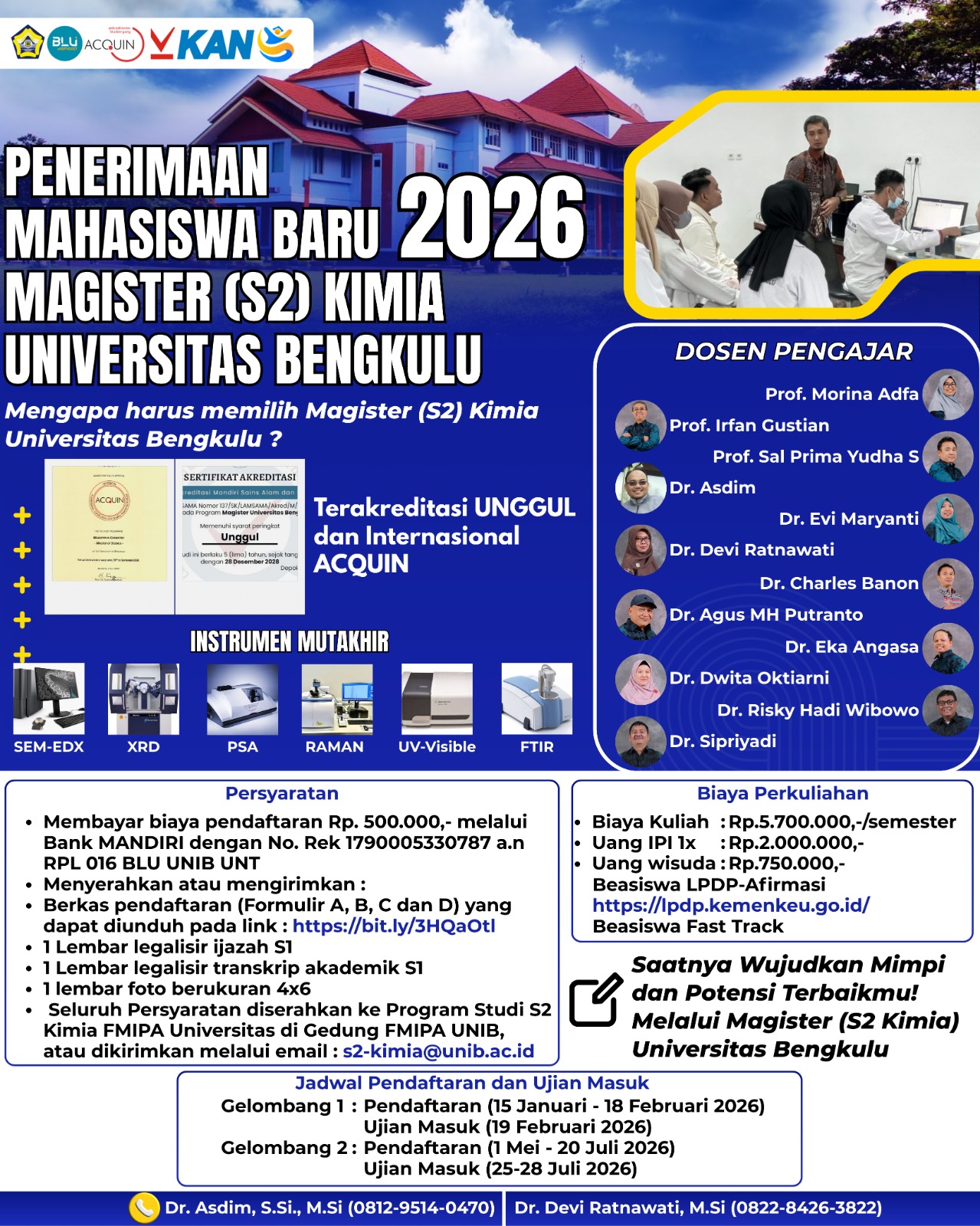 Program Studi Magister Kimia membuka kembali pendaftaran Jalur Umum Tahun Ajaran 2026/2027 Program Studi Magister Kimia membuka kembali pendaftaran Jalur Umum Tahun Ajaran 2026/2027