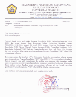 Selection Announcement of Community Services Project (Pengabdian Kepada Masyarakat) Grant for Non-Tax State Revenue (PNBP) at Universitas Bengkulu 2024