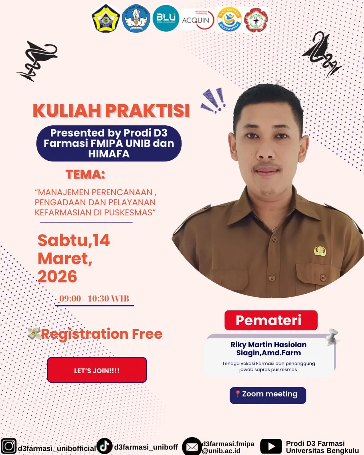 Kuliah Praktisi D3 Farmasi UNIB Hadirkan Praktisi Puskesmas, Bahas Manajemen Kefarmasian