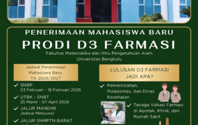Penerimaan Mahasiswa Baru Prodi D3 Farmasi FMIPA Universitas Bengkulu TA 2026/2027