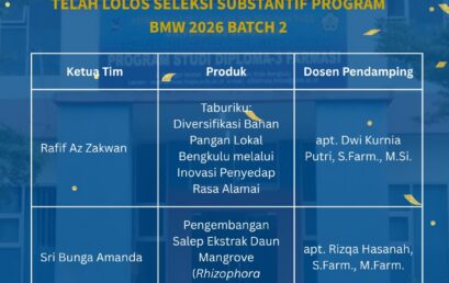 D3 Farmasi Universitas Bengkulu Raih Prestasi dalam Seleksi Substantif Program BMW 2026 Batch 2