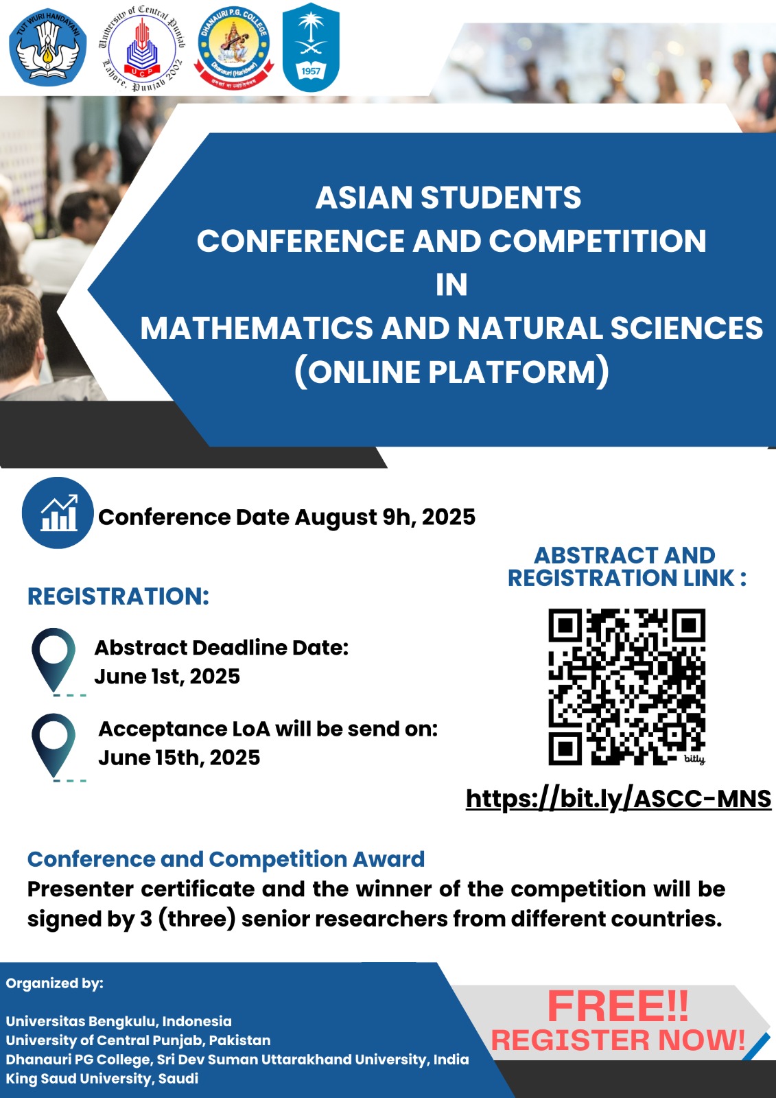 Open Invitation: Asian Students Conference and Competition in Mathematics and Natural Sciences 2025 Open Invitation: Asian Students Conference and Competition in Mathematics and Natural Sciences 2025