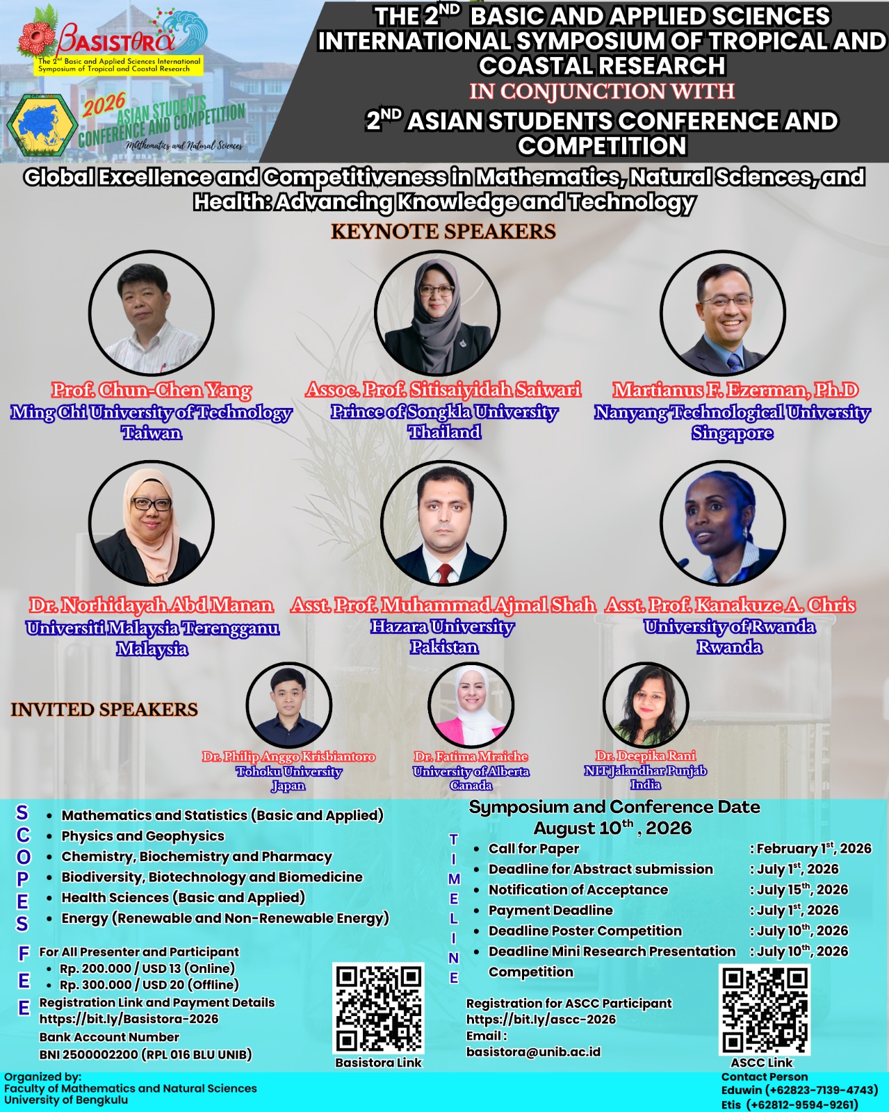 The 2nd BASISTORA (Basic and Applied Sciences International Symposium of Tropical and Coastal Research) In Conjunction With 🏆 The 2nd ASCC (Asian Students Conference and Competition)