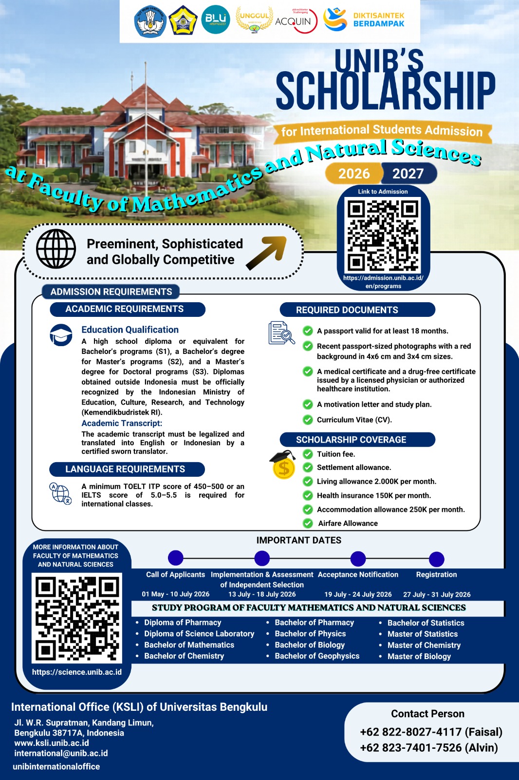 Universitas Bengkulu Opens Prestigious Scholarship for International Students for Academic Year 2026/2027